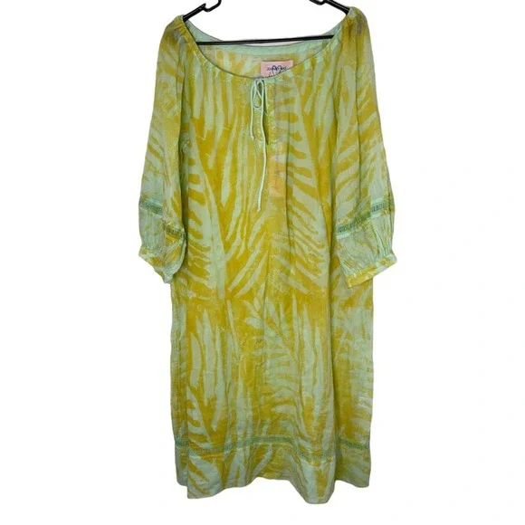 Johnny Was Women's Yellow X Amanda Bond Emilia Midi Dress NWT SZ M/L - Picture 6 of 9